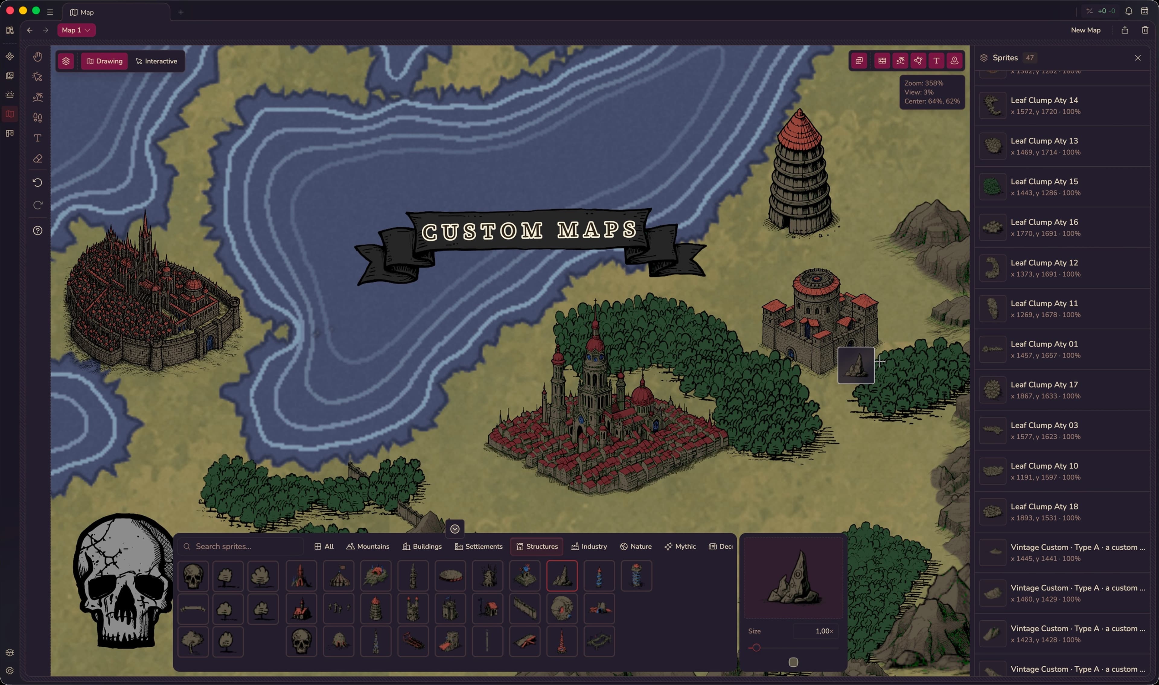 Writality custom map maker interface